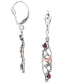 Carolyn Pollack Garnet (1/6 Ct. T.w.) Bird Earrings In Sterling Silver And 14k Rose Gold Over Silver