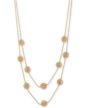 Charter Club Gold-tone Pave Filigree Ball Double-row Necklace, 20 + 2 Extender, Created For Macy's