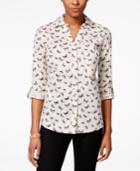 Style & Co. Butterfly Printed Button Down Shirt, Only At Macy's