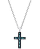 Manufactured Turquoise Cross Pendant Necklace In Sterling Silver