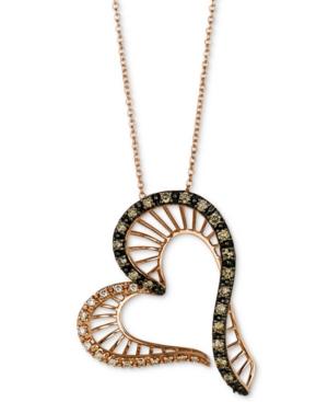 Le Vian Chocolatier Diamond Heart 18 Pendant Necklace (3/8 Ct. T.w.) In 14k Rose Gold