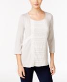 Ny Collection Petite Crochet-trim High-low Top