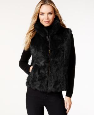 Surell Pockets & Front Zip Rabbit Fur Vest