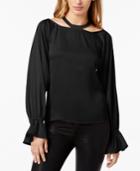1.state Bishop-sleeve Cutout-neck Blouse