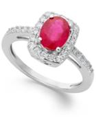 Ruby And White Sapphire Oval Ring In Sterling Silver (1-1/2 Ct. T.w.)
