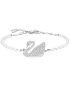 Swarovski Rhodium-plated Crystal Swan Bangle Bracelet