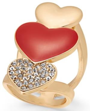 Thalia Sodi Gold-tone Pave Triple-heart Ring, Created For Macy's