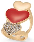 Thalia Sodi Gold-tone Pave Triple-heart Ring, Created For Macy's