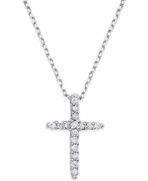 Diamond Cross Pendant Necklace In 14k White Gold (1/6 Ct. T.w.)
