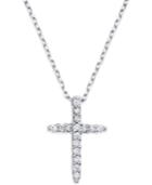 Diamond Cross Pendant Necklace In 14k White Gold (1/6 Ct. T.w.)