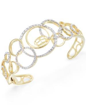 Sis By Simone I. Smith Crystal Multi-circle Cuff Bracelet In 18k Gold Over Sterling Silver