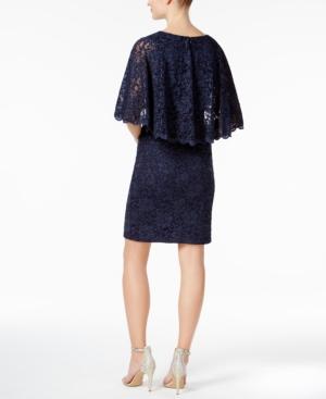 Jessica Howard Glitter Lace Capelet Dress