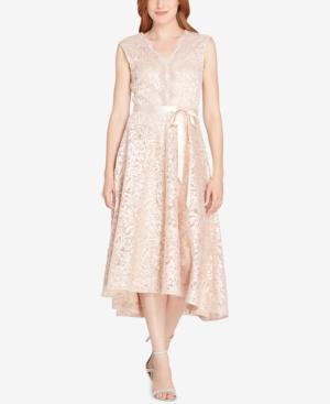 Tahari Scalloped Embroidered Lace Dress
