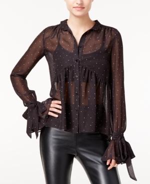 The Edit By Seventeen Juniors' Star-print Sheer Blouse