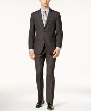 Perry Ellis Men's Slim-fit Gray Plaid Suit