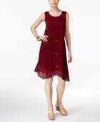 Style & Co Petite Cotton Embroidered Swing Dress, Only At Macy's