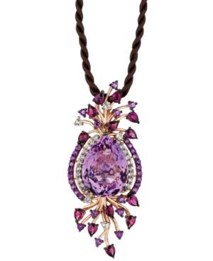 Le Vian Crazy Collection Multi-stone Cord Pendant Necklace In 14k Strawberry Rose Gold (18 Ct. T.w.)