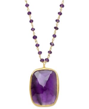 18k Gold Over Sterling Silver Necklace, Amethyst Rectangle Pendant (17-1/10 Ct.t.w.)