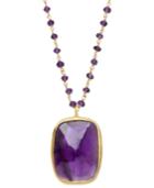 18k Gold Over Sterling Silver Necklace, Amethyst Rectangle Pendant (17-1/10 Ct.t.w.)
