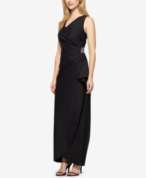 Alex Evenings Draped Embellished Column Gown