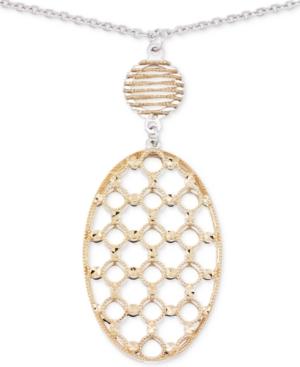 Sis By Simone I Smith Openwork Oval Pendant Necklace In 14k Gold And Sterling Silver