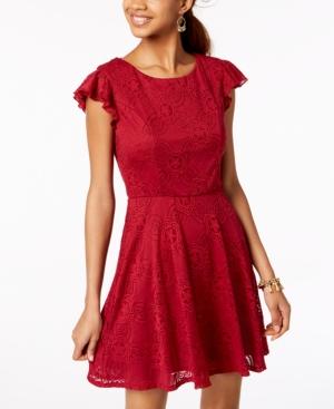 Trixxi Juniors' Lace Flutter Ruffle Dress