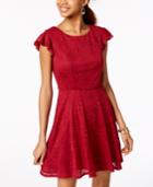 Trixxi Juniors' Lace Flutter Ruffle Dress