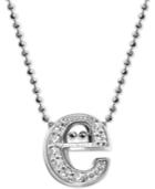 Alex Woo Diamond Initial E 16 Pendant Necklace (1/10 Ct. T.w.) In 14k White Gold