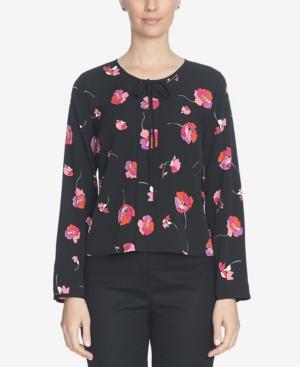 Cece Floral-print Tie-neck Top