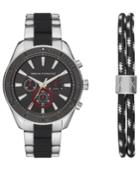 Ax Armani Exchange Men's Chronograph Enzo Two-tone Stainless Steel Bracelet Watch 44mm Gift Set