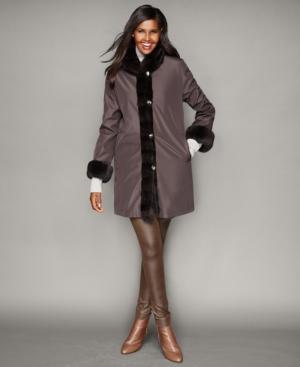 The Fur Vault Rabbit-fur-trim Reversible Coat