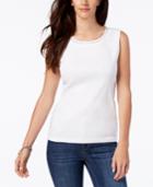 Karen Scott Cotton Embellished Sleeveless Top, Created For Macy's