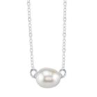Unwritten Bridesmaid Collection Freshwater Pearl Station Necklace In Sterling Silver, Rose Gold Or Yellow Gold, 16 + 2 Chain, 8mm Pearl