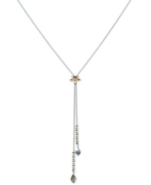 Lucky Brand Two-tone Flower Beaded Lariat Necklace, 33-1/2 + 2 Extender