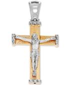 Two-tone Crucifix Pendant In 14k Gold & White Gold