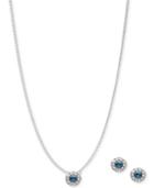 Givenchy Silver-tone Crystal Halo Pendant Necklace & Stud Earrings