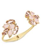 Kate Spade New York Gold-tone Pink Stone And Crystal Cluster Hinged Cuff Bracelet