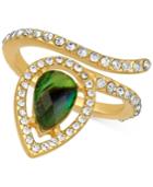 Rachel Rachel Roy Gold-tone Abalone-look And Pave Wrap Ring