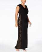 Connected Plus Size Sequined Illusion-panel Gown