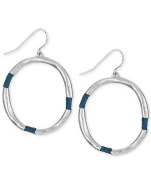 The Sak Earrings, Silver-tone Cobalt Thread-wrapped Hoop Earrings