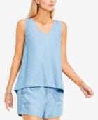 Two By Vince Camuto Split-back Chambray Top