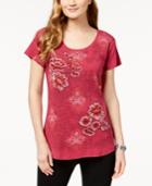 Style & Co Printed Embroidered T-shirt, Created For Macy's