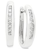 Diamond Channel Set Hoop Earrings (1/4 Ct. T.w.) In 14k Yellow Or White Gold