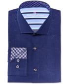 Michelsons Of London Men's Slim-fit Navy Dobby Dress Shirt