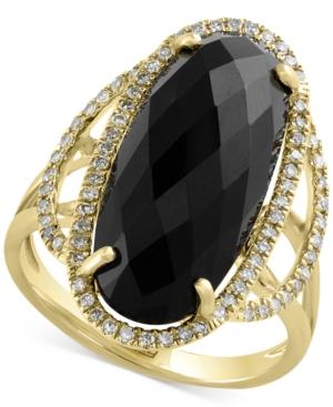 Eclipse By Effy Onyx (6-3/8 Ct. T.w.) And Diamond (1/4 Ct. T.w.) Statement Ring In 14k Gold