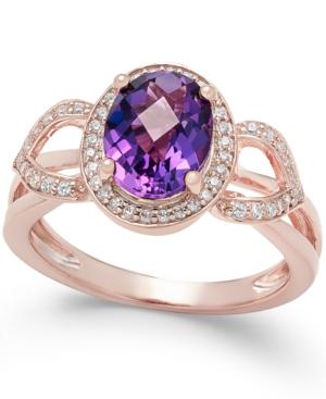 Amethyst (1-3/4 Ct. T.w.) And Diamond (1/5 Ct. T.w.) Ring In 14k Rose Gold