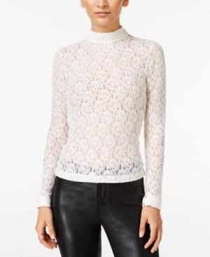 In Awe Of You By Awesomeness Tv Juniors' Sheer Lace Mock-neck Top