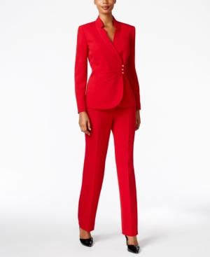 Tahari Asl Petite Crepe Crossover Jacket Pantsuit