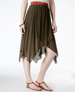 Bcx Juniors' Belted Handkerchief-hem Skirt