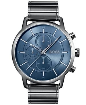 Boss Men's Chronograph Architectural Gray Stainless Steel Bracelet Watch 44mm